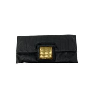 Style & Co Black Faux Leather Gold Buckle Wallet Clutch